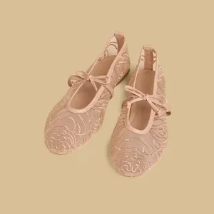 MAX Embroidered Ballerina Shoes with Elasticated Strap