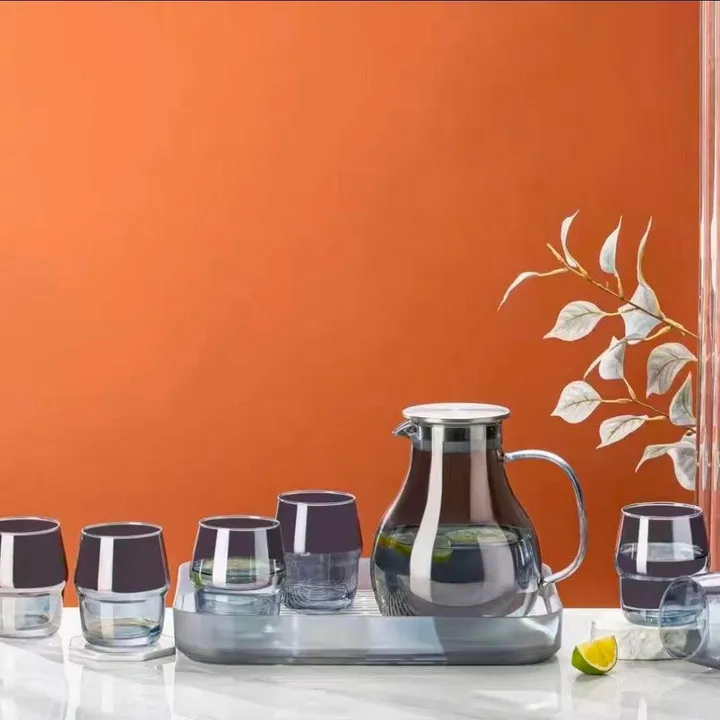 Glass Water Pitcher Set 6 Glasses – photo 3