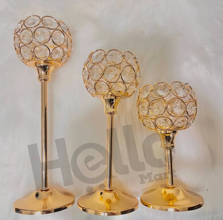 Gold Crystal Candle Holder Set – photo 3