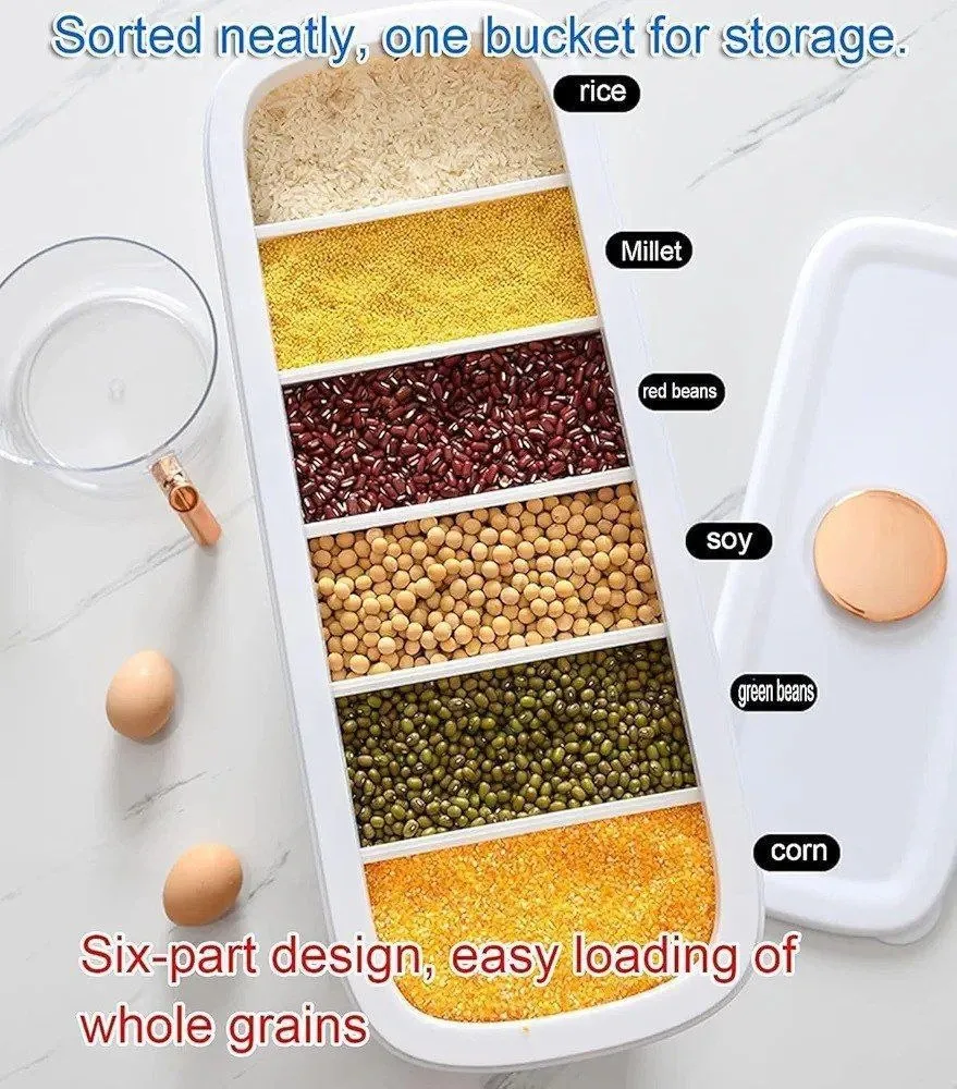 6-Grid Cereal Grain Dispenser Storage Box – photo 3