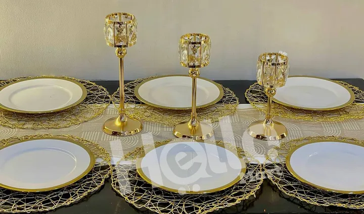 Set of 3 Gold Candle Holders – photo 3