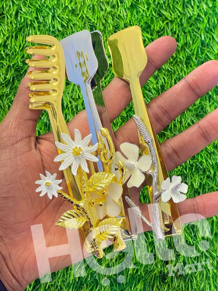 Gold Floral Food Serving Tongs – photo 3