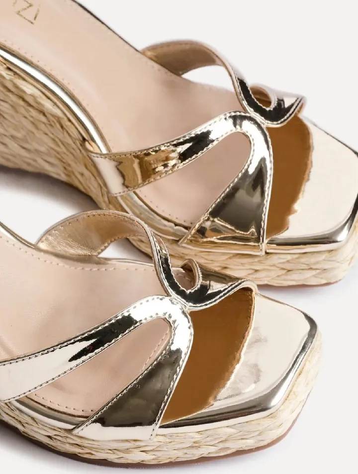LINZI Gold Crossover Espadrille Wedge – photo 3