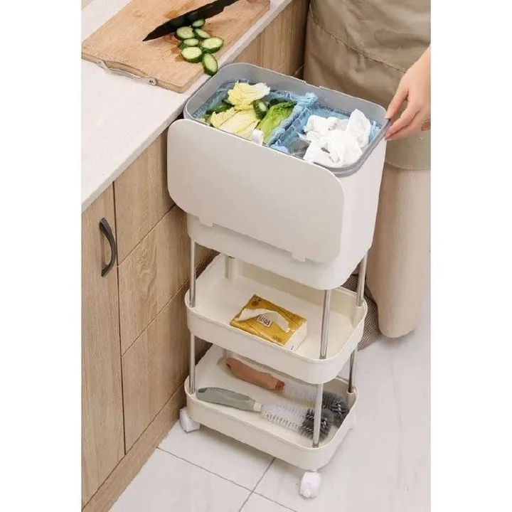 3-Layer Kitchen Storage Rack Trash Can – photo 4