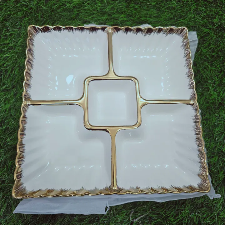 5-Partition Ceramic Cookies Serving Plate – photo 4