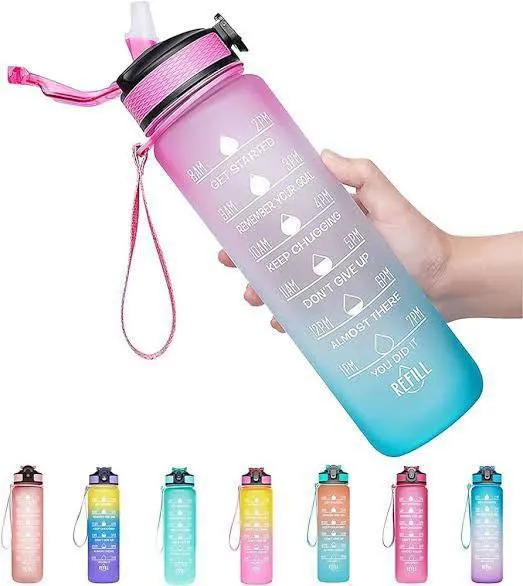 900ML Motivational Water Bottle with Straw – photo 3
