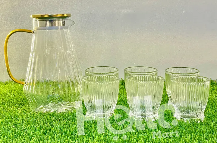 Glass Water Jug with Six Glasses – photo 3