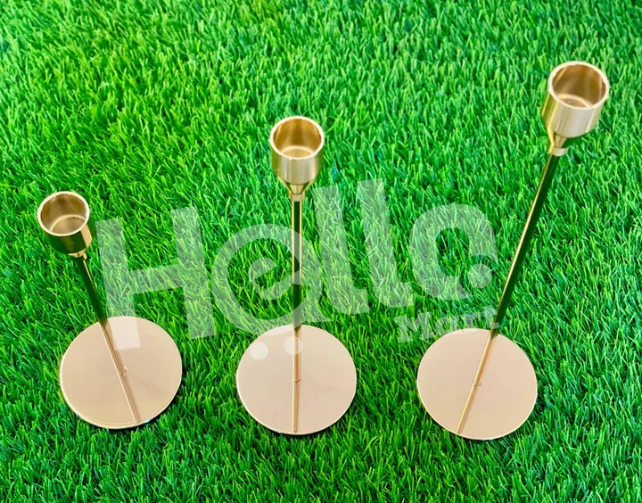 Gold Metal Candle Holder Set – photo 3