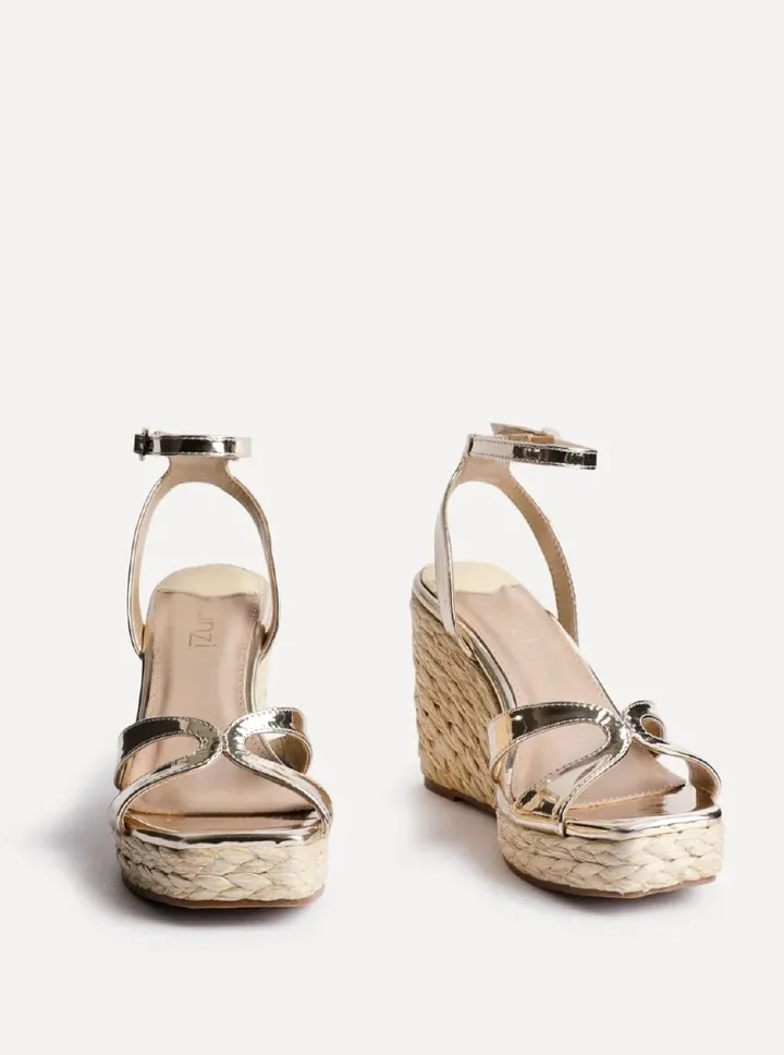 LINZI Gold Crossover Espadrille Wedge – photo 4