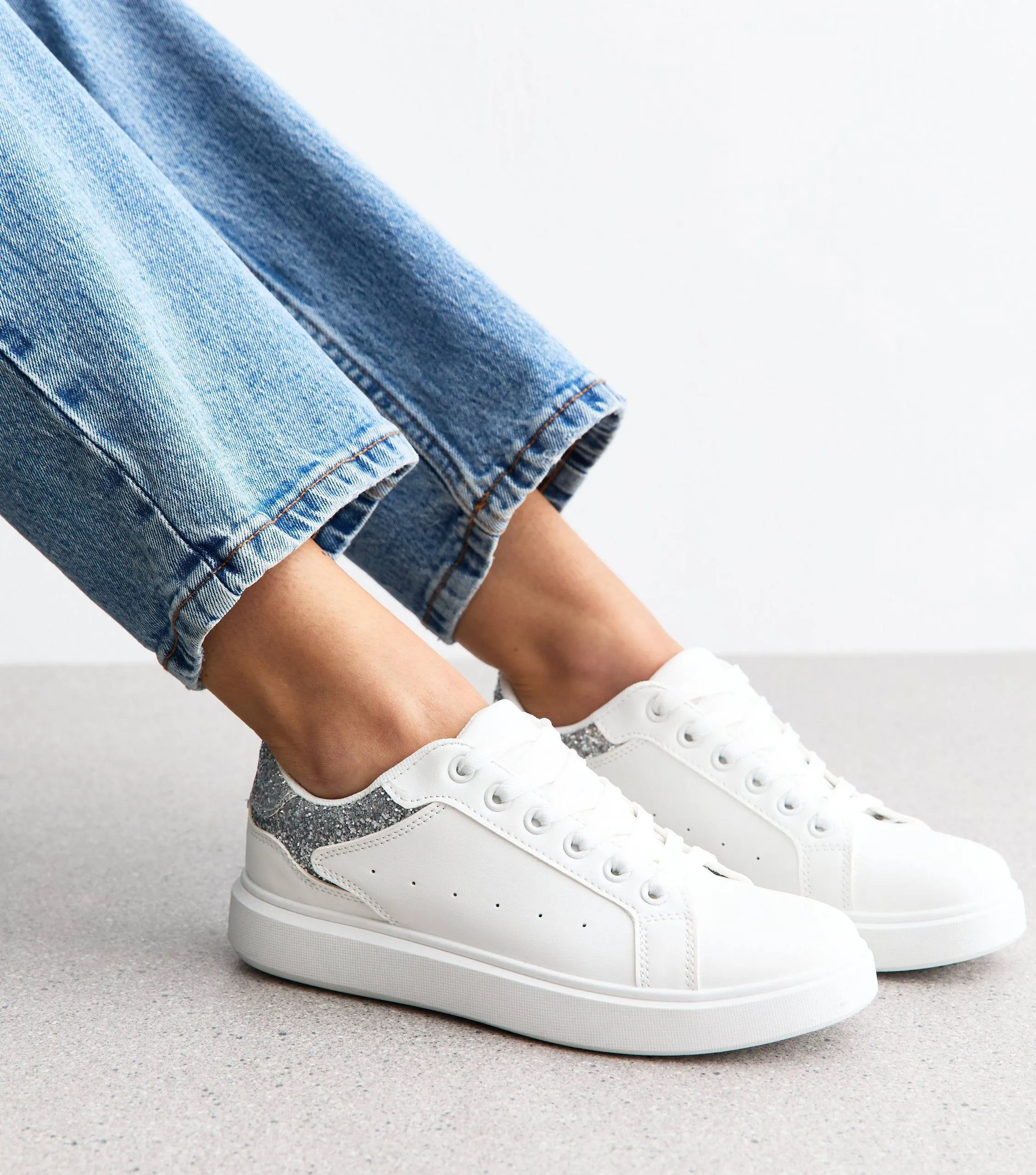 New Look Glitter Panel Faux Leather Trainer – photo 3