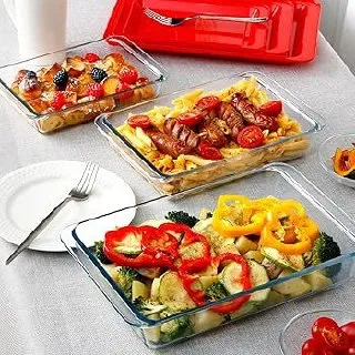 Glass Baking Storage Set Red Lids – photo 3