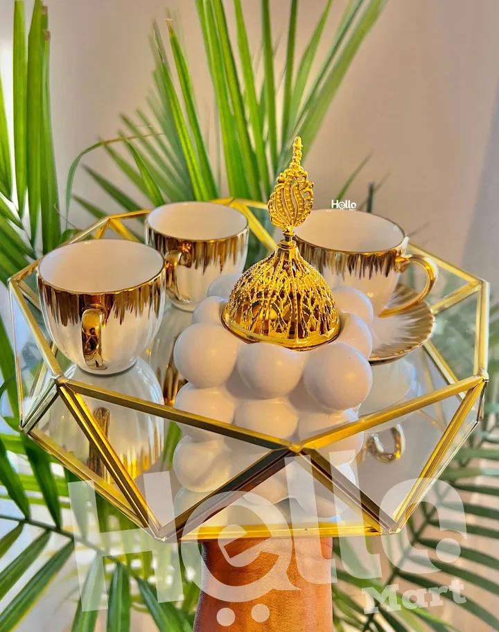 Glass Service Tray with Coffee Cups – photo 3