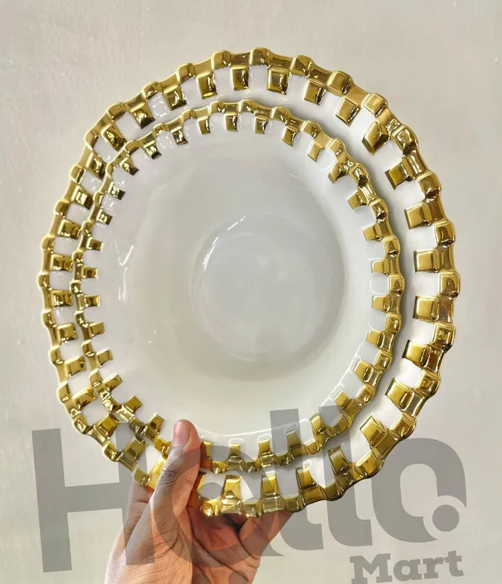 Gold Rim Food Serving Bowls – photo 3