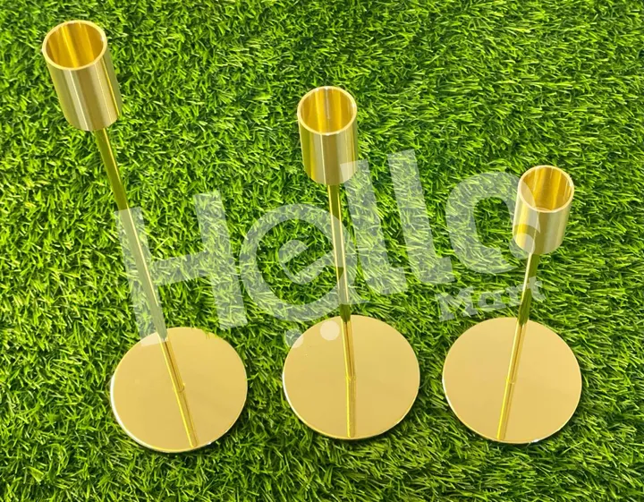 Gold Metal Candle Holder Set – photo 3