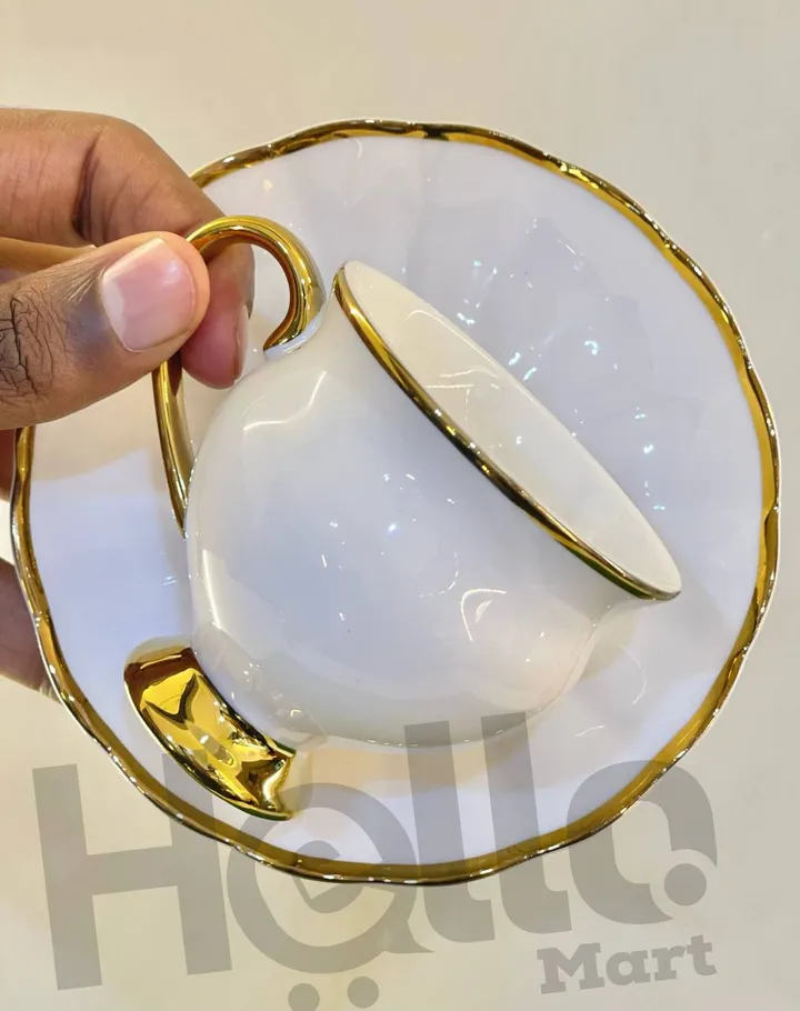 White Gold Rim Coffee Cups Set – photo 3