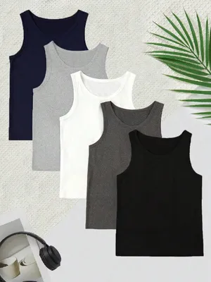 Boys plain crew-neck sleeveless tank top