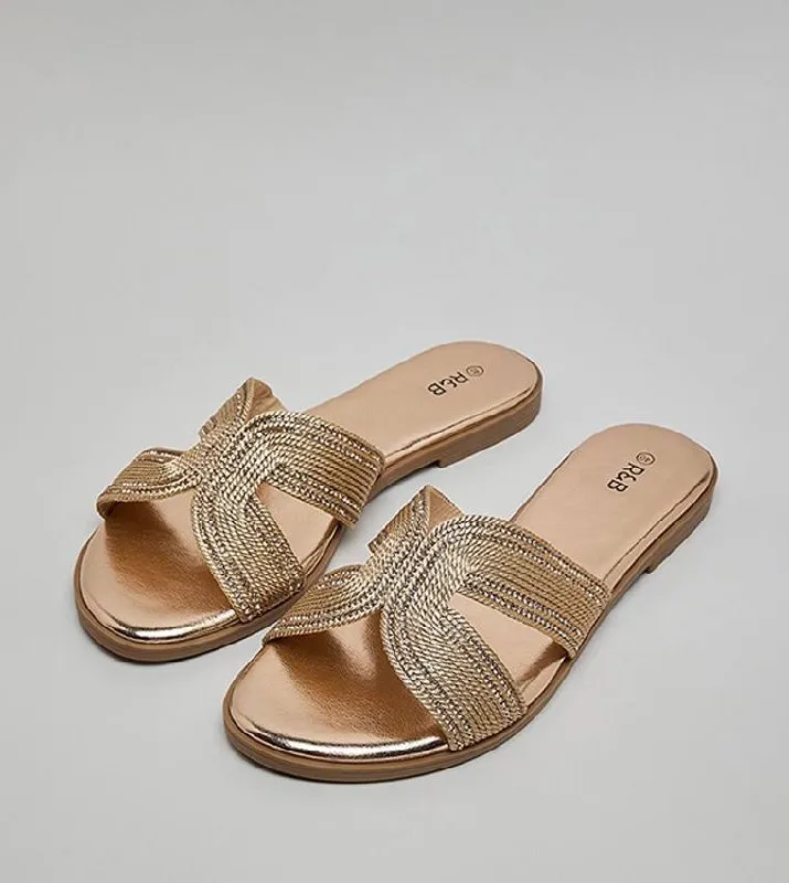R&B Golden Slip On Sandals – photo 3
