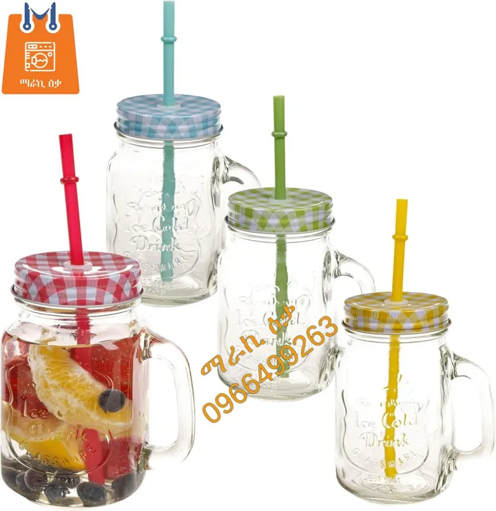 Mason Glass Drinking Mug with Straw – photo 3