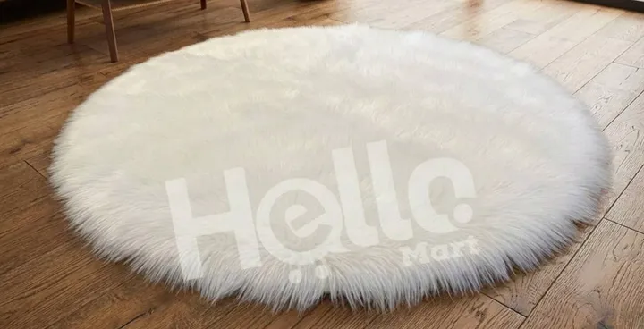 White Fur Round Rug Carpet – photo 3