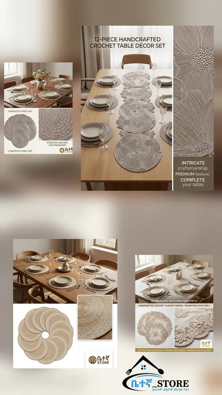12-Piece Crochet Table Place Mats – photo 3