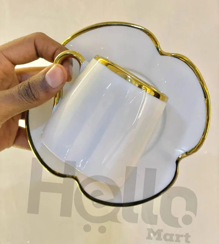 White Gold Rim Milk Tea Cups – photo 3