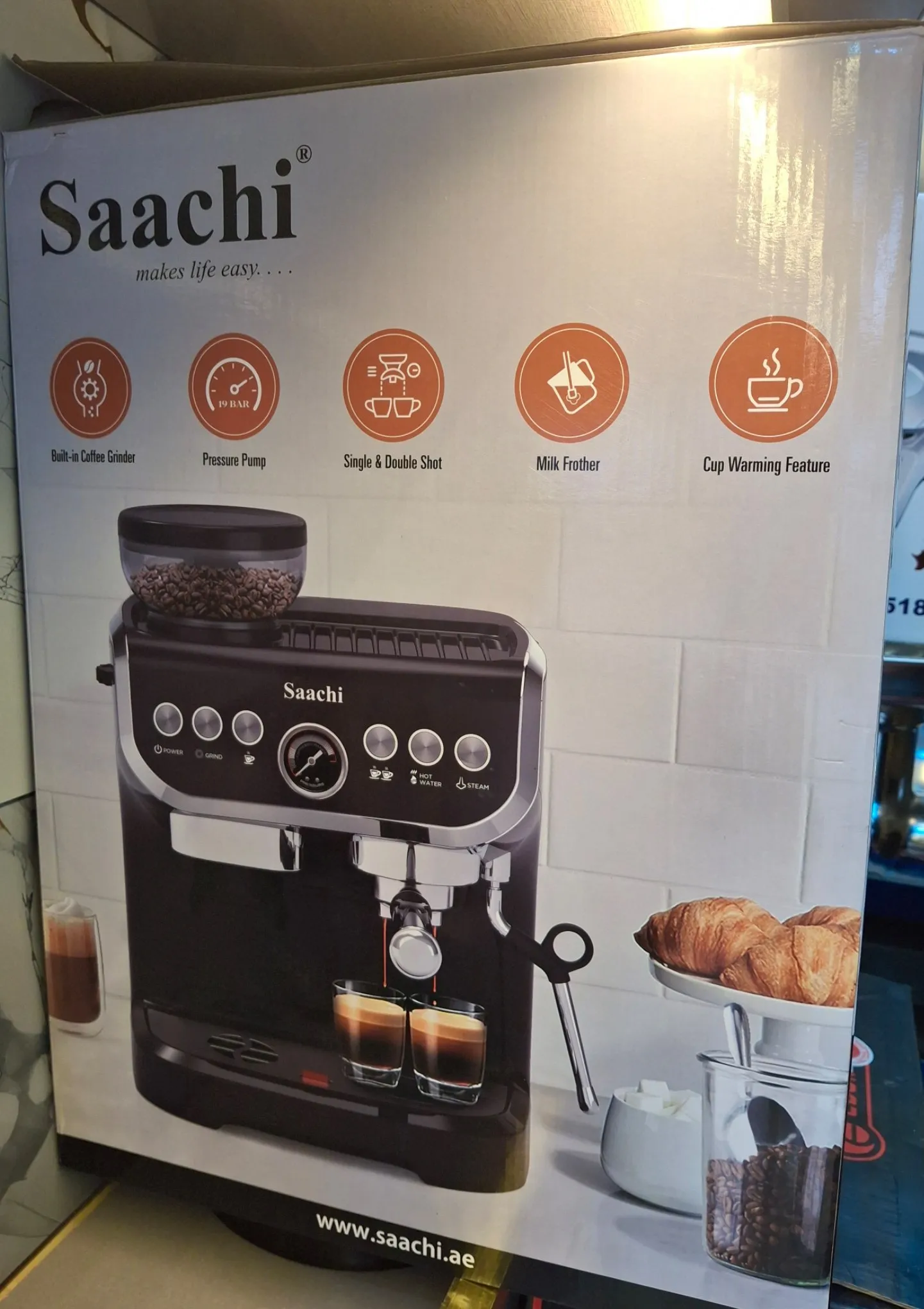 Saachi 19-Bar Coffee Maker with Grinder – photo 3
