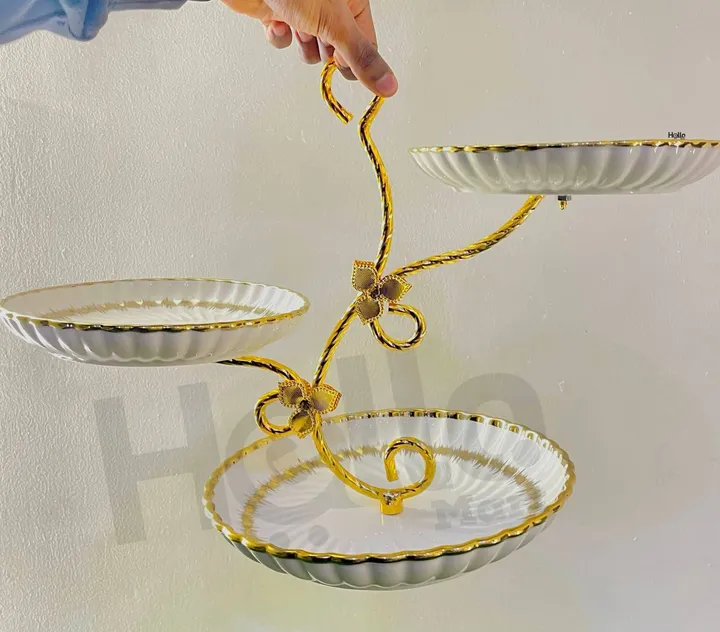 3-Tier Golden Metal Fruit Stand – photo 3