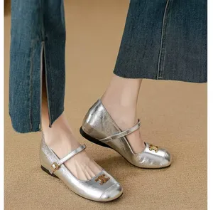 Silver Mary Jane Shoes Size 37