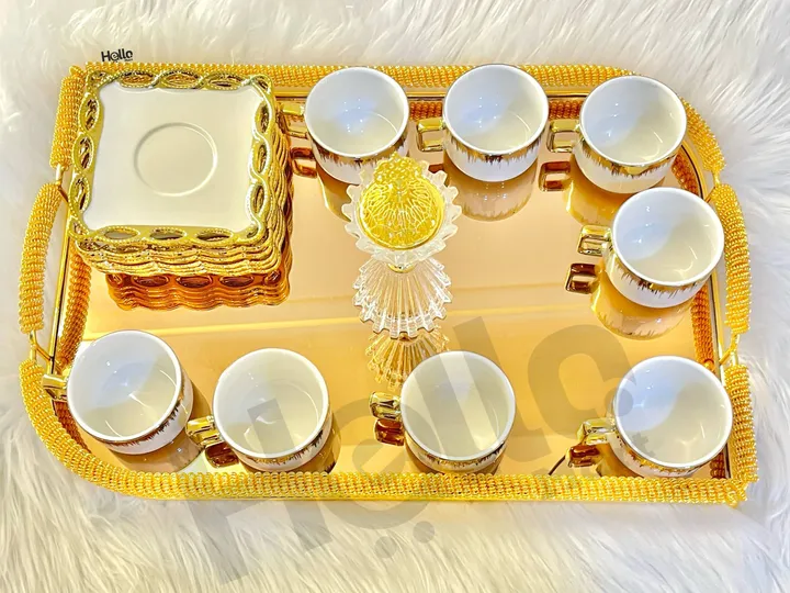 Large Golden Service Tray Set – photo 3