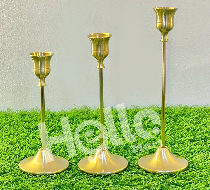 Gold Candle Holders Set of 3 – photo 3