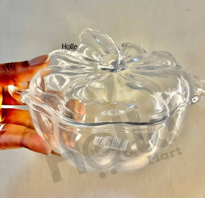 Glass Pumpkin Serving Bowl with Lid – photo 3