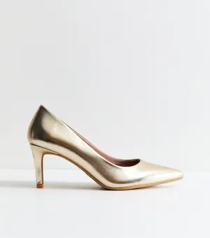 New look faux leather heeled court shoes