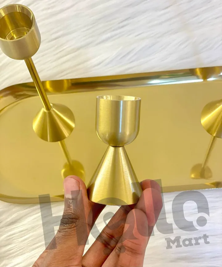 Gold Candle Holder Tray Set – photo 3