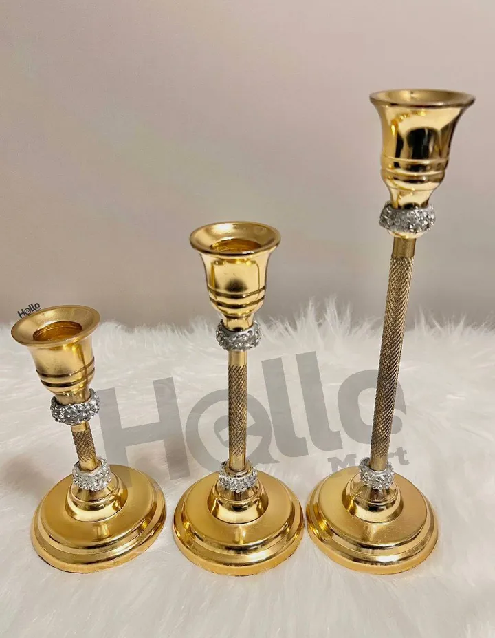 Elegant Golden Candle Holder Set – photo 3