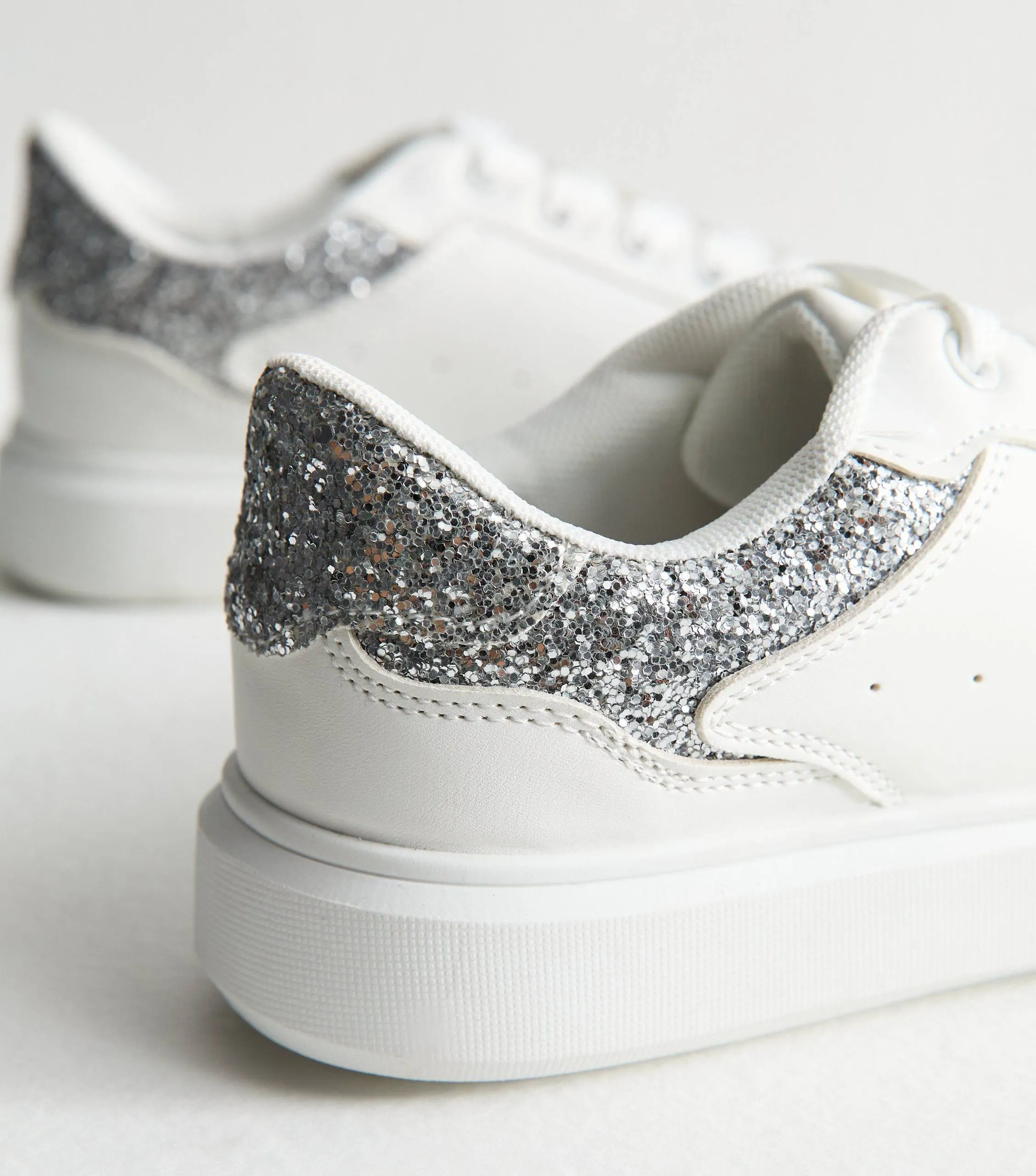 New Look Glitter Panel Faux Leather Trainer – photo 4