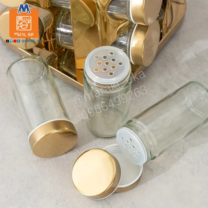 12-Piece Rotating Glass Spice Jar Set – photo 4