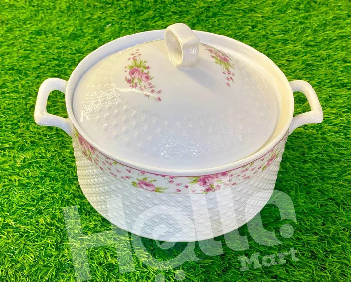 Floral Ceramic Serving Bowl with Lid – photo 3