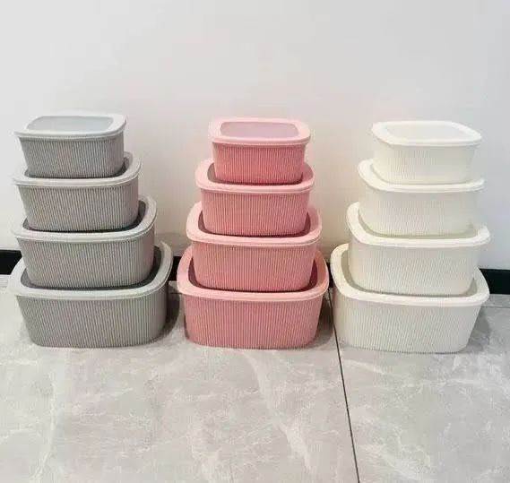 White Gray Ribbed Kitchen Storage Container Set – photo 3