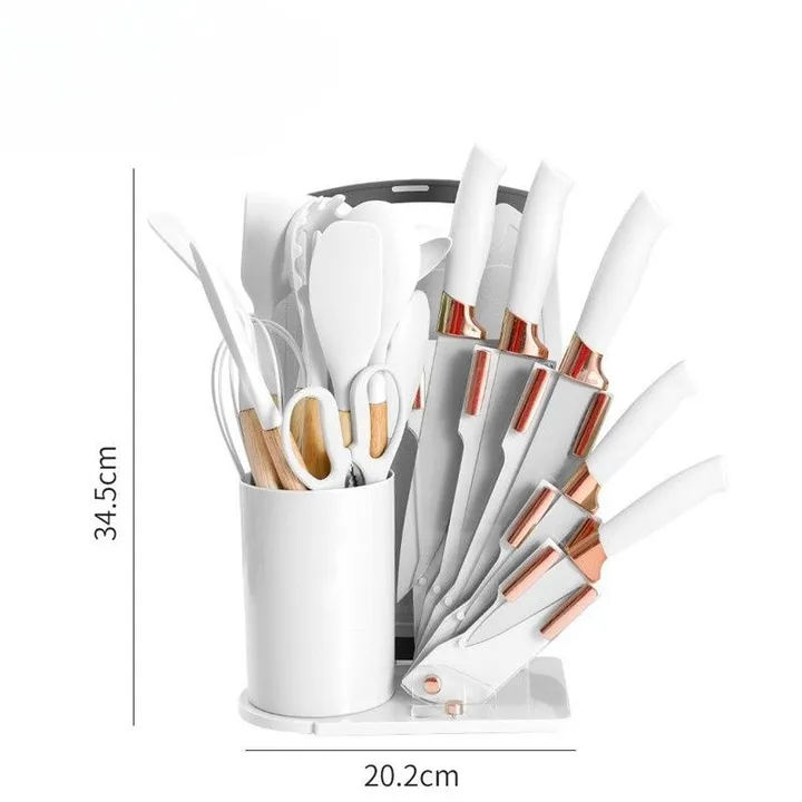 19pc White Knife Set with Utensils – photo 4