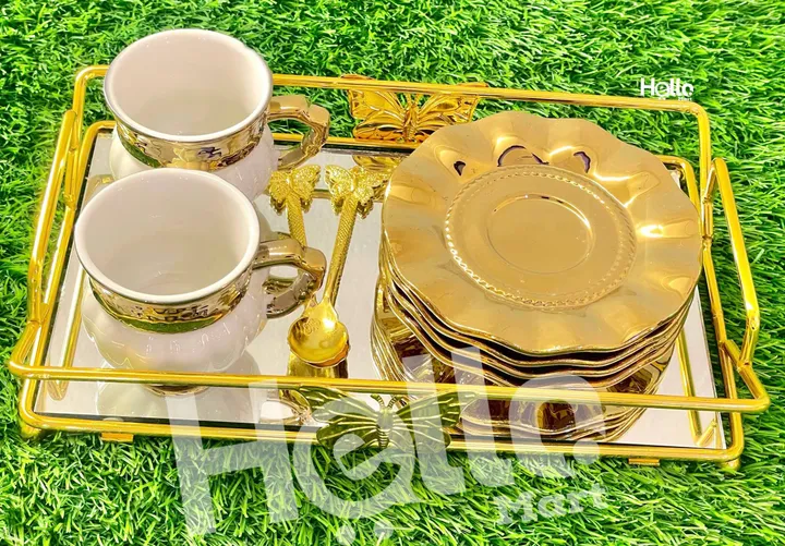 Gold Service Tray with Cups – photo 4