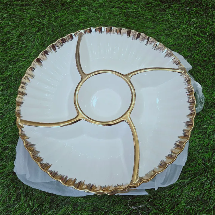 5-Partition Ceramic Cookies Serving Plate – photo 3