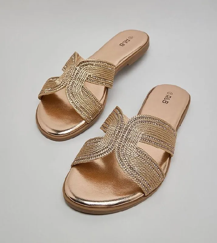R&B Golden Slip On Sandals – photo 4