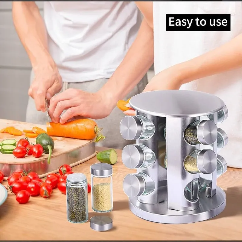 12-Slot Rotating Spice Carousel Organizer – photo 3