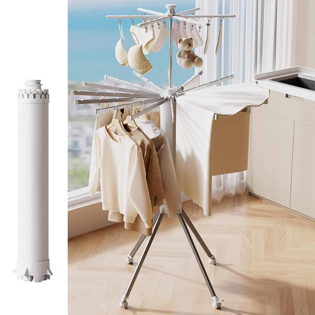 360° Rotating Foldable Clothes Drying Rack – photo 3