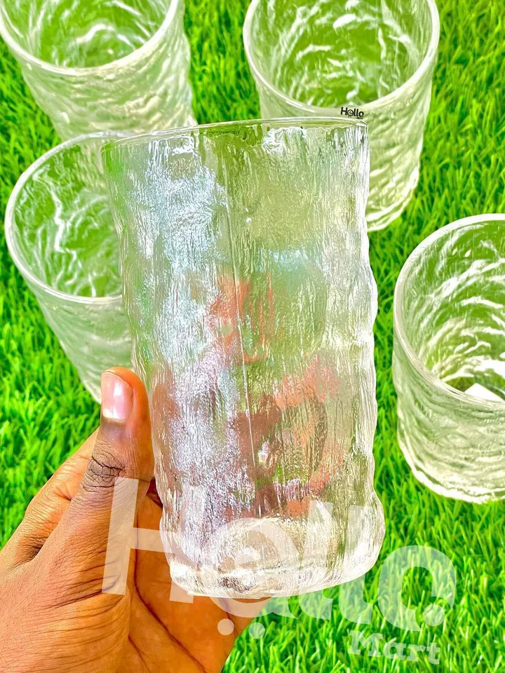 Quality Textured Glass Cups Set of 6 – photo 3