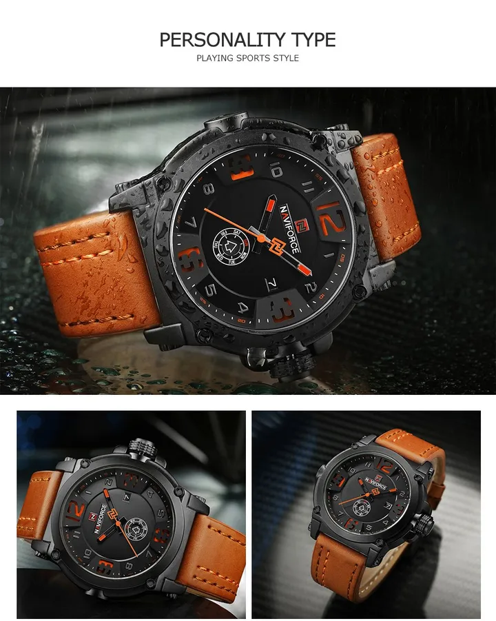 NAVIFORCE Men Sport Leather Quartz Watch – photo 3