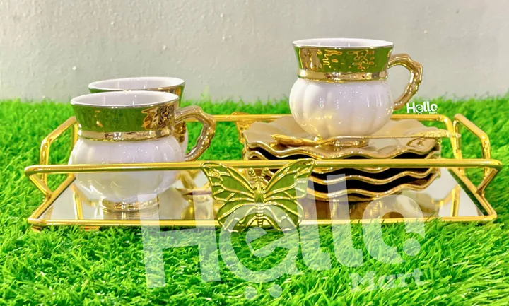 Gold Service Tray with Cups – photo 3