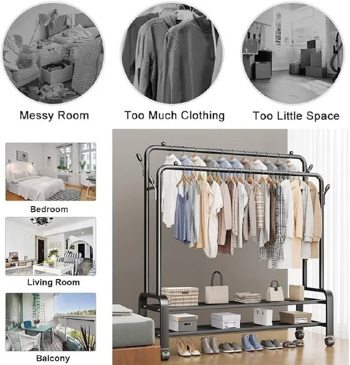 Cloth Dryer Stand with Double Shelf – photo 3