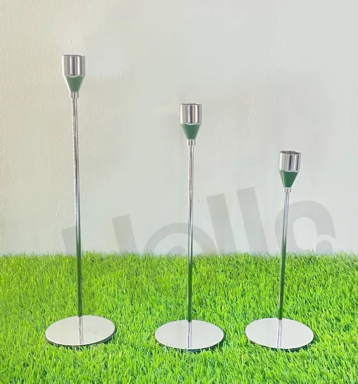 Silver Metal Candle Holder Set – photo 3