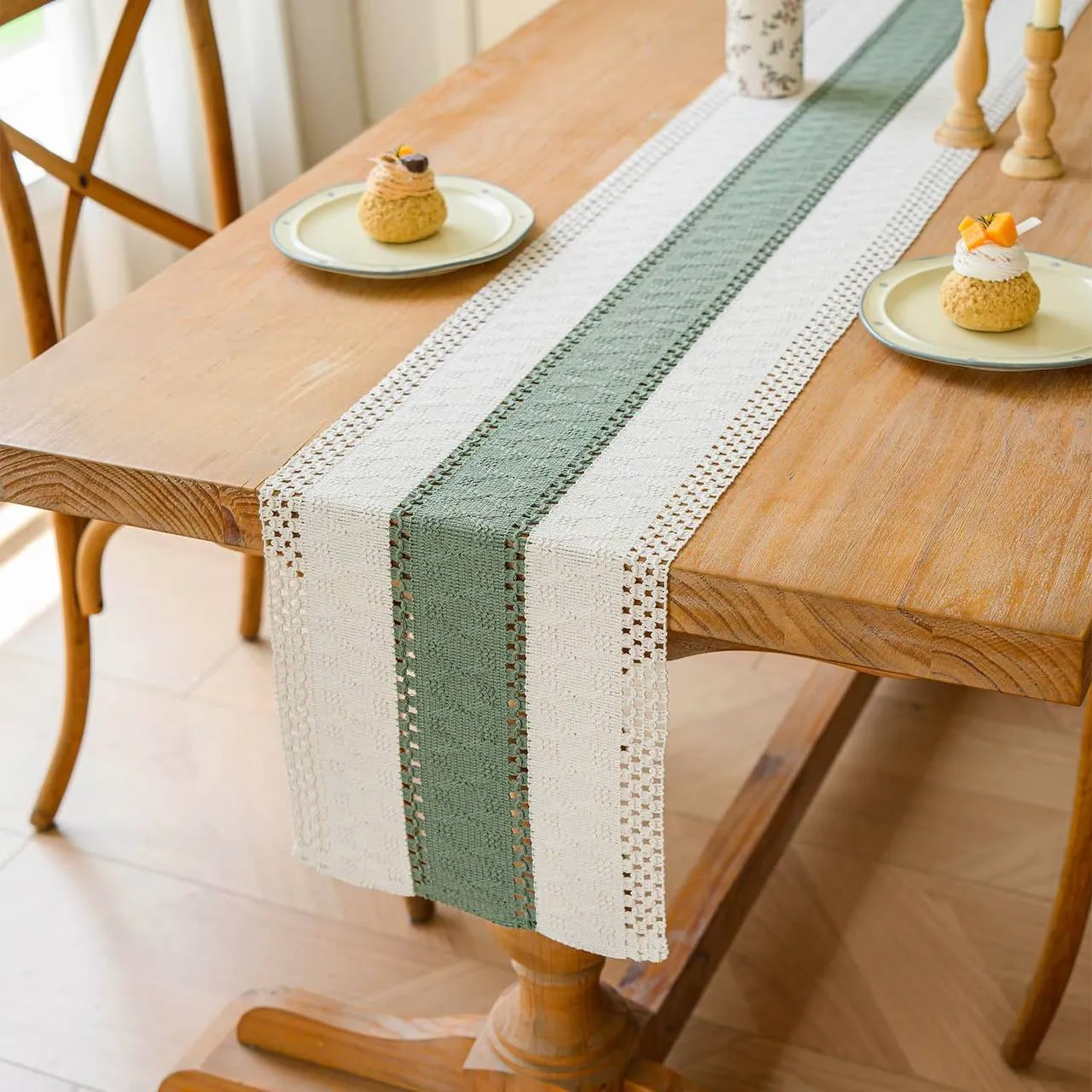 Cream Sage Crochet Table Runner – photo 3